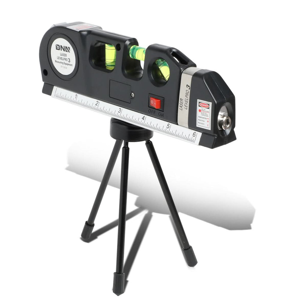 DNA Logo Laser Level with 3-Mode Line, 6" Ruler & 8ft Tape