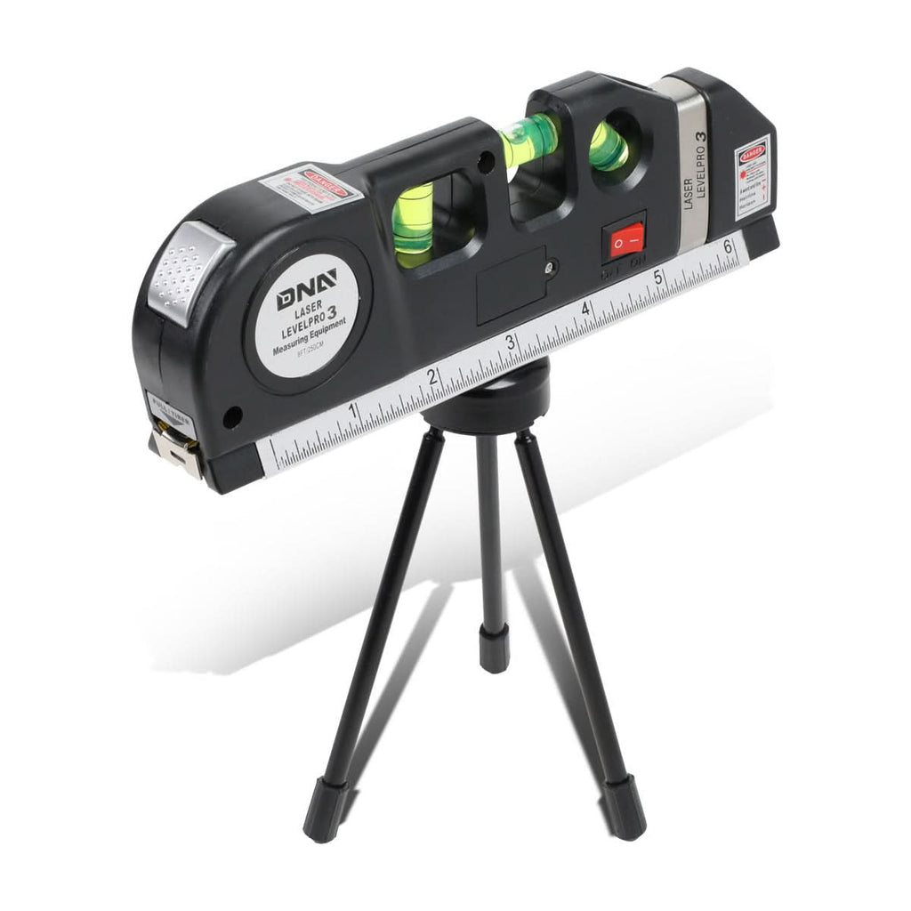 DNA Logo Laser Level with 3-Mode Line, 6" Ruler & 8ft Tape