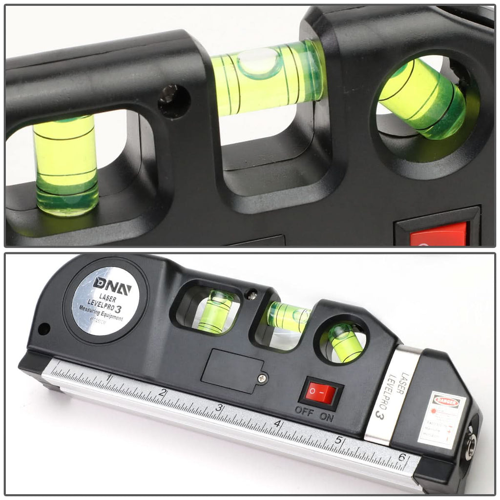 DNA Logo Laser Level with 3-Mode Line, 6" Ruler & 8ft Tape