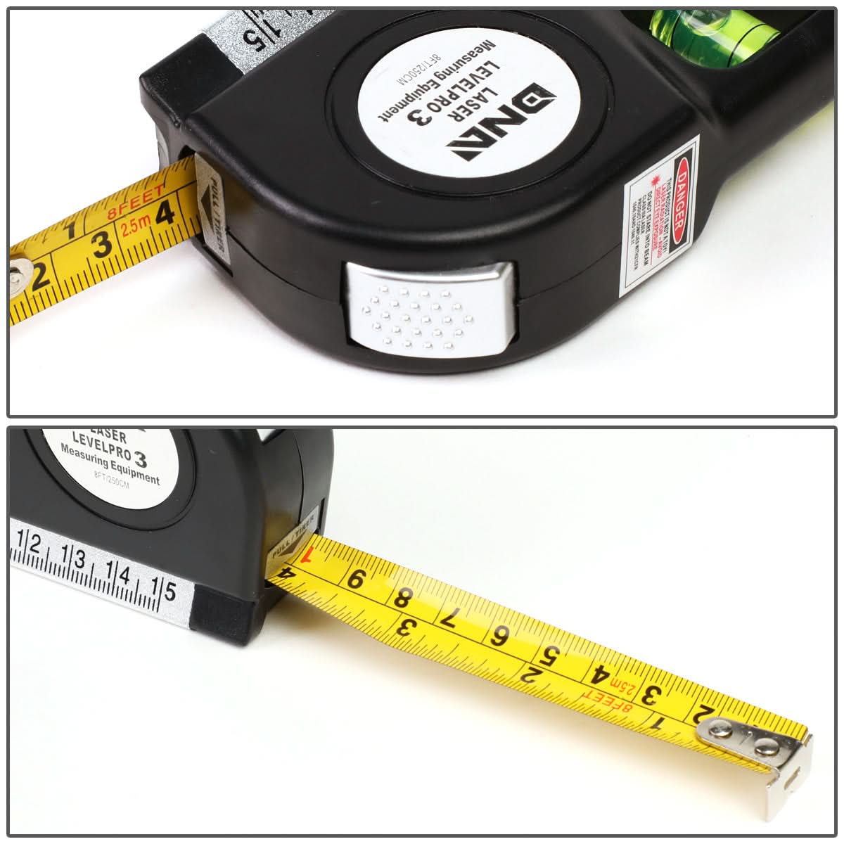 DNA Logo Laser Level with 3-Mode Line, 6" Ruler & 8ft Tape