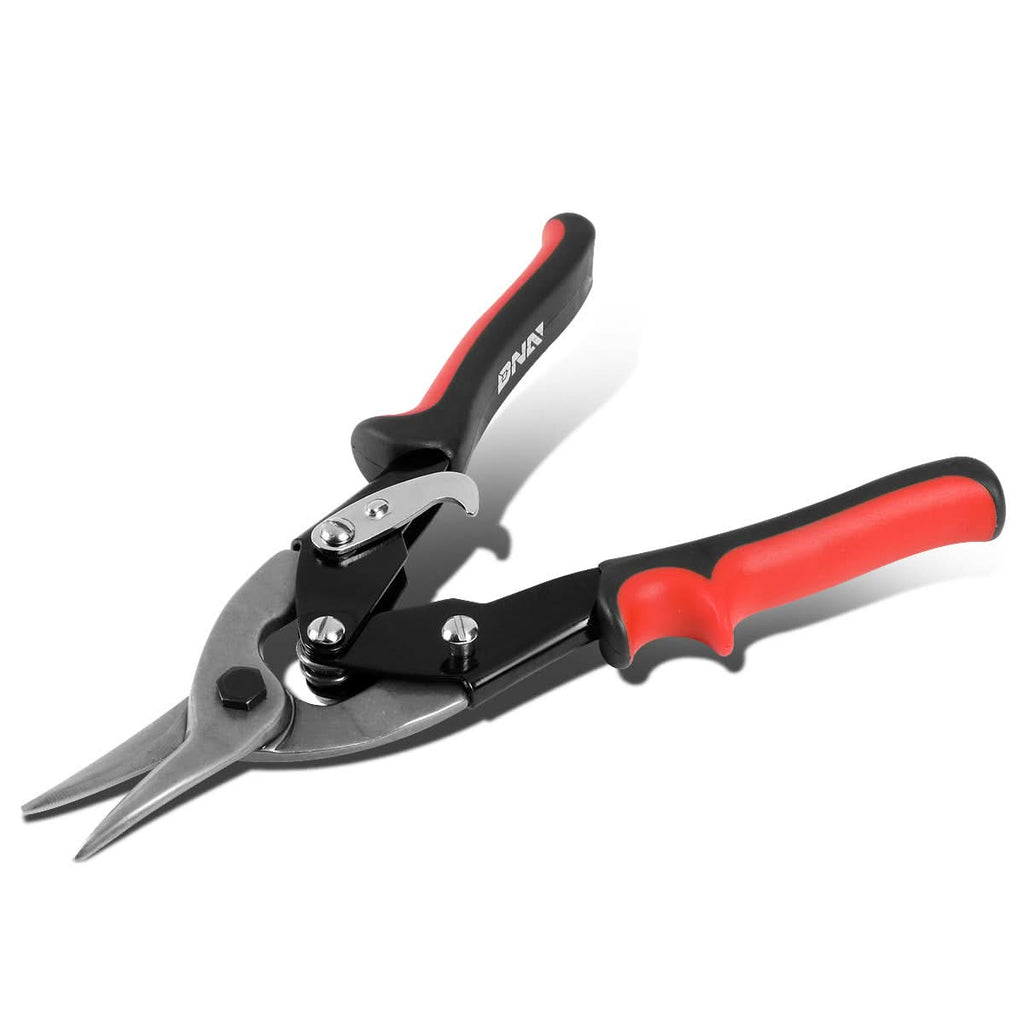 10" Straight Cut Tin Snips with DNA Logo & Thumb Lock - Red/Black