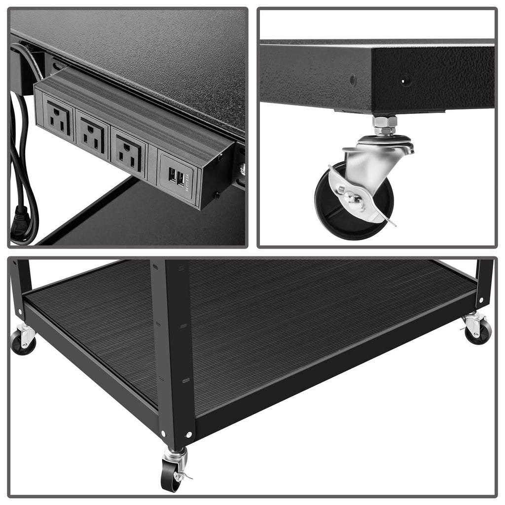 Steel AV Cart 35x25x42 Inch Mobile Storage