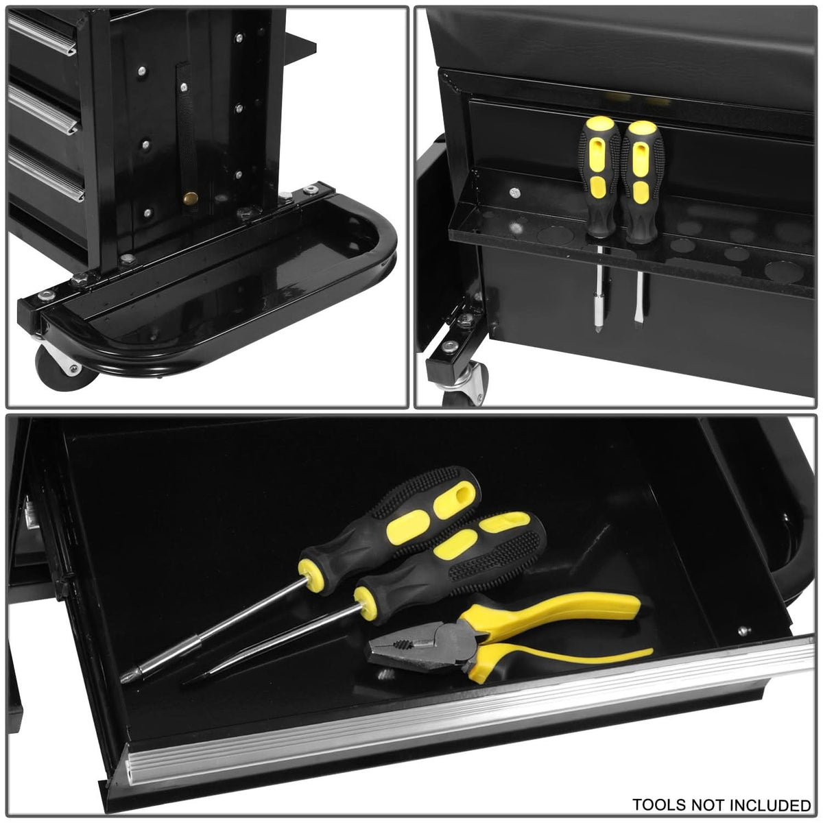 3 Drawer Rolling Mechanics Seat - Black