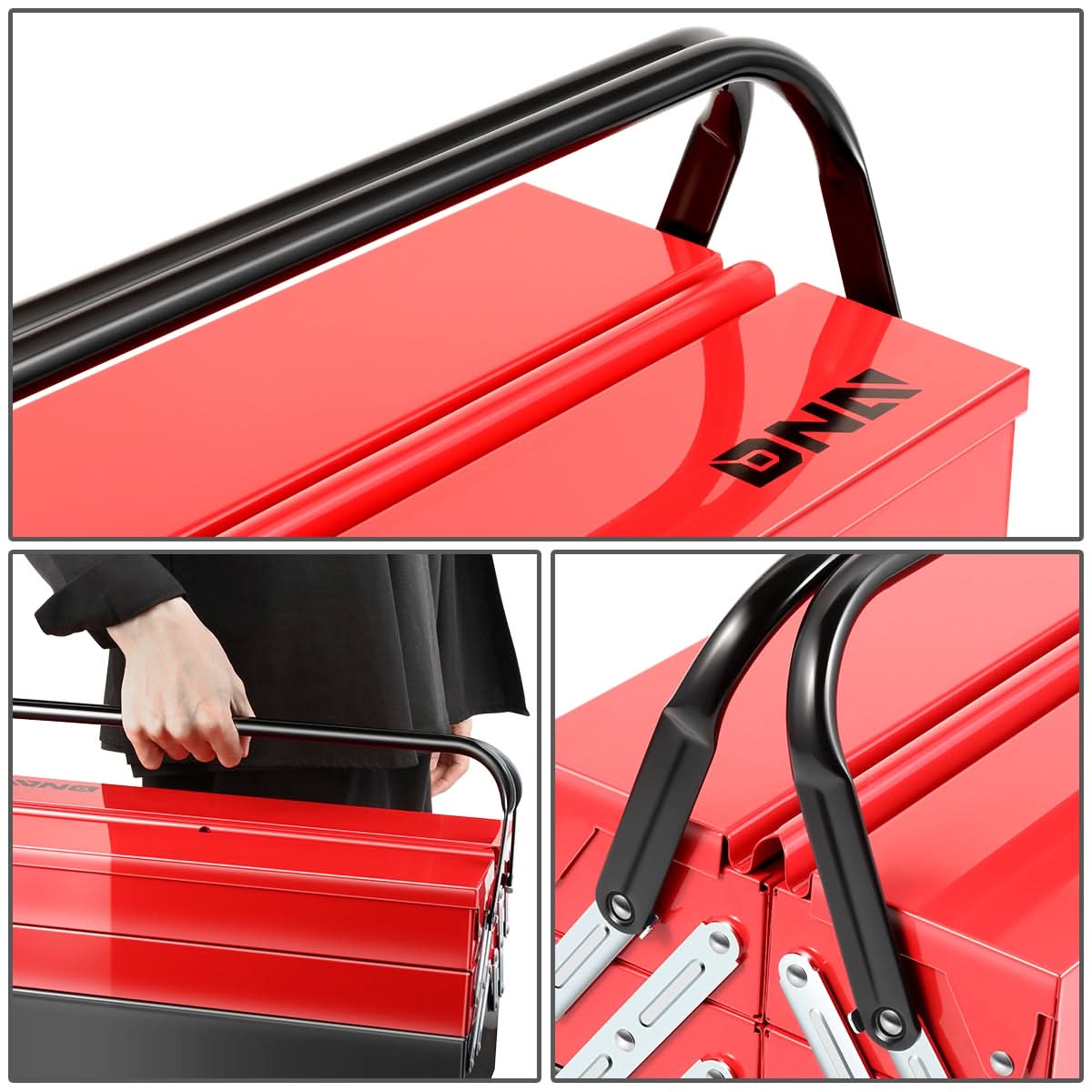 18" 3-Level Folding Tool Box with 5 Organizer Drawers