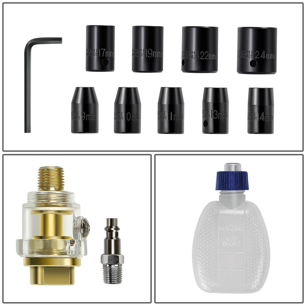 17-Piece 1/2" Air Impact & Ratchet Wrench Kit