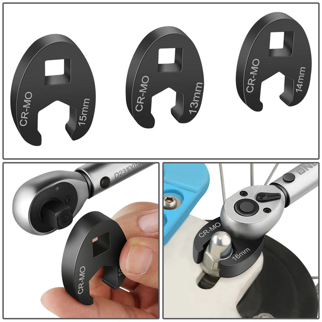 Crowfoot Wrench Set for 8-24mm Flare Nuts - Automotive Tool Kit