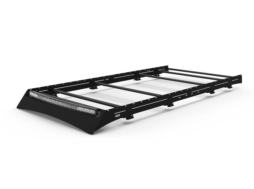 Transit 148" High Roof Low Pro Roof Rack With Light Bar Fairing