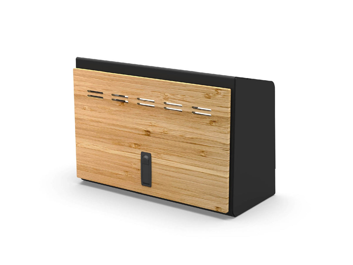 20" Shallow Upper Cabinet - Black - Bamboo Door