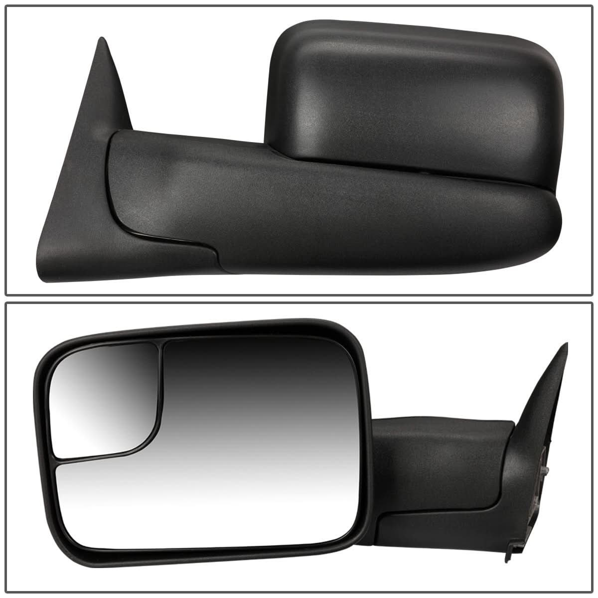 02-08 Dodge Ram 1500 / 03-09 Ram 2500 3500 Manual Towing Mirrors - Black