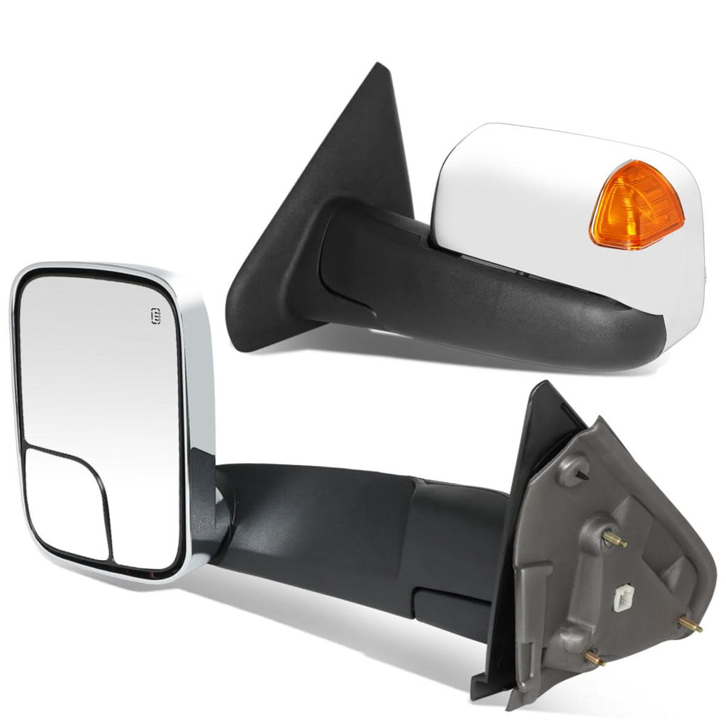 02-09 Dodge Ram Towing Mirrors Pair Powered Heated Chrome Signal
