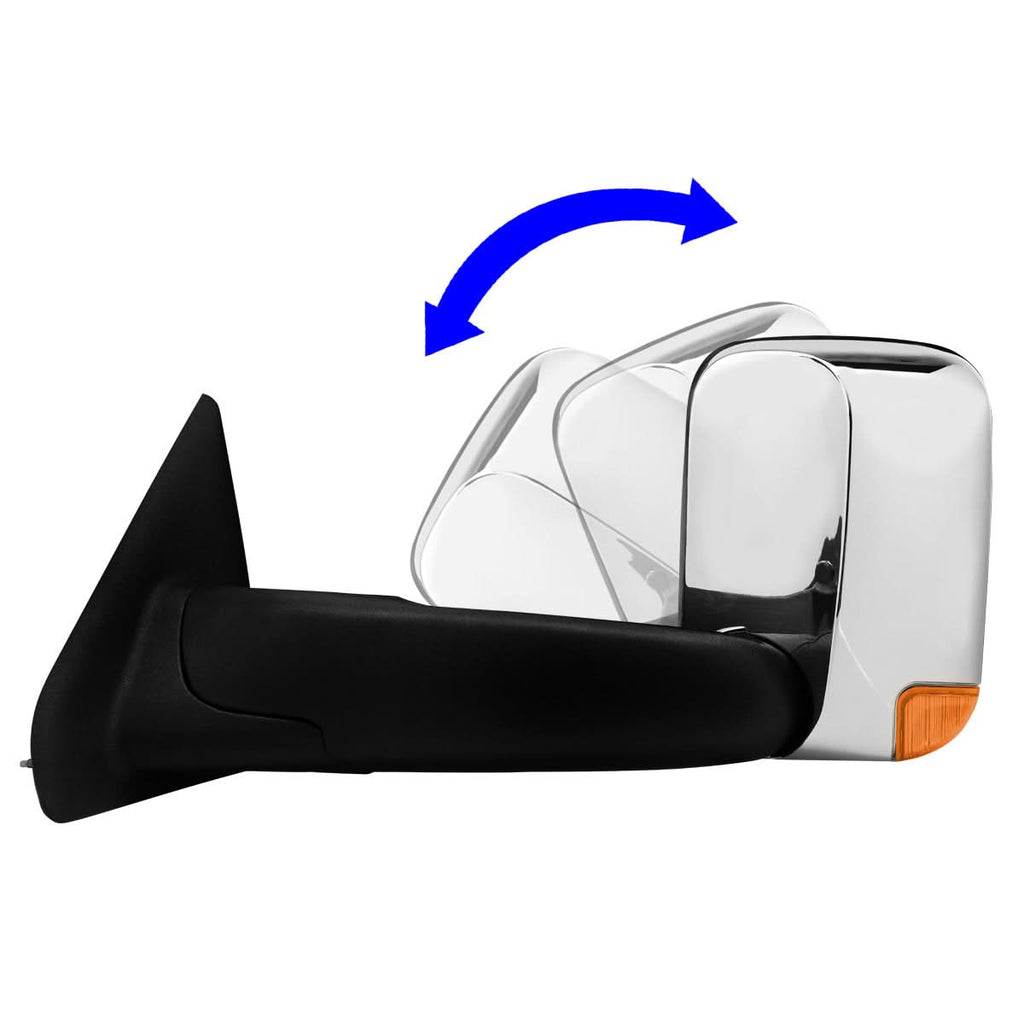 02-09 Dodge Ram Towing Mirrors Pair Powered Heated Chrome Signal