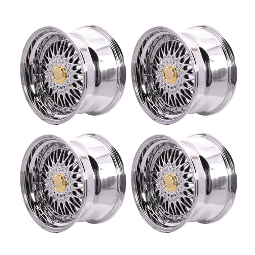 (4) 17X10 +25 5X100 / 5X114.3 Step Lip Deep Dish Mesh Wheels Rims