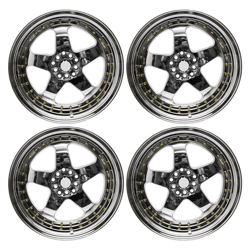(4) 18X9.0 +30 5X100 / 5X114.3 Step Lip 5 Spoke Wheels Rims - Chrome
