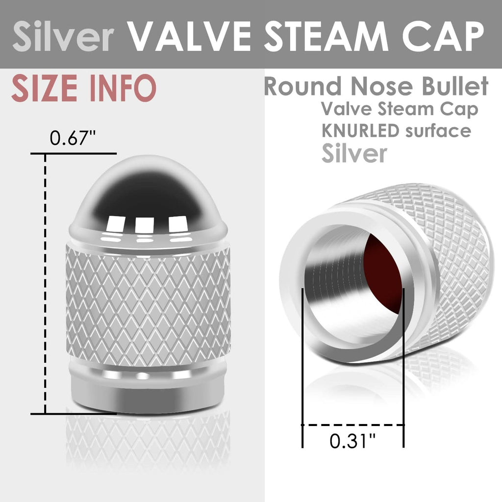 Acorn Grip Valve Caps - Silver