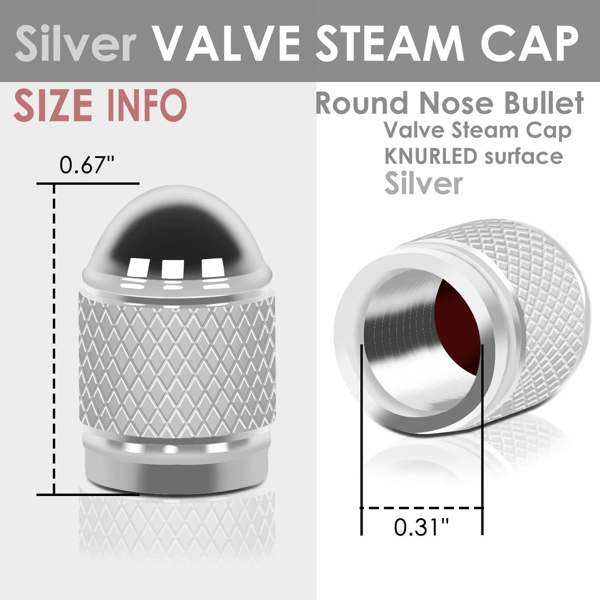Acorn Grip Valve Caps - Silver