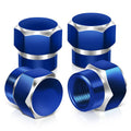 Hex Shaved Edges Blue Valve Caps - RT 181 Style