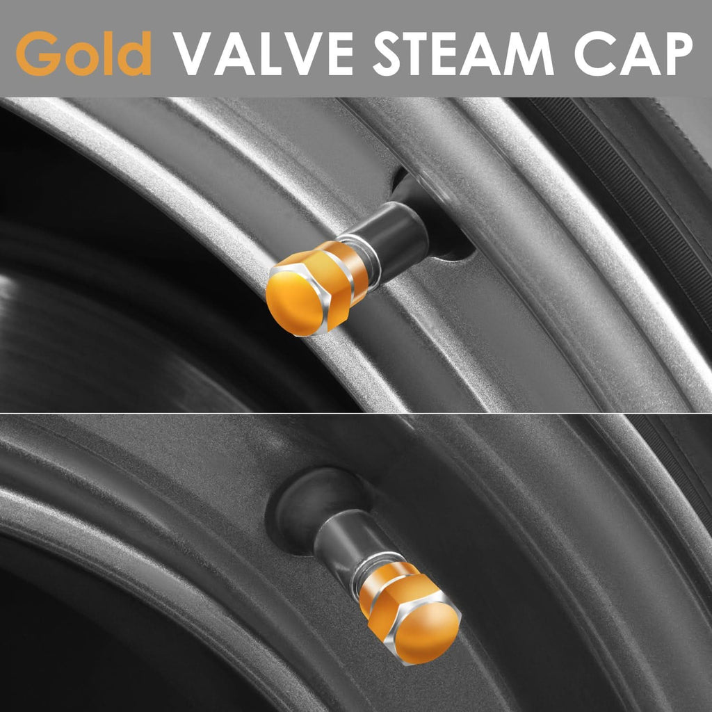 RT 181 Hex Shaved Edges Gold Valve Caps