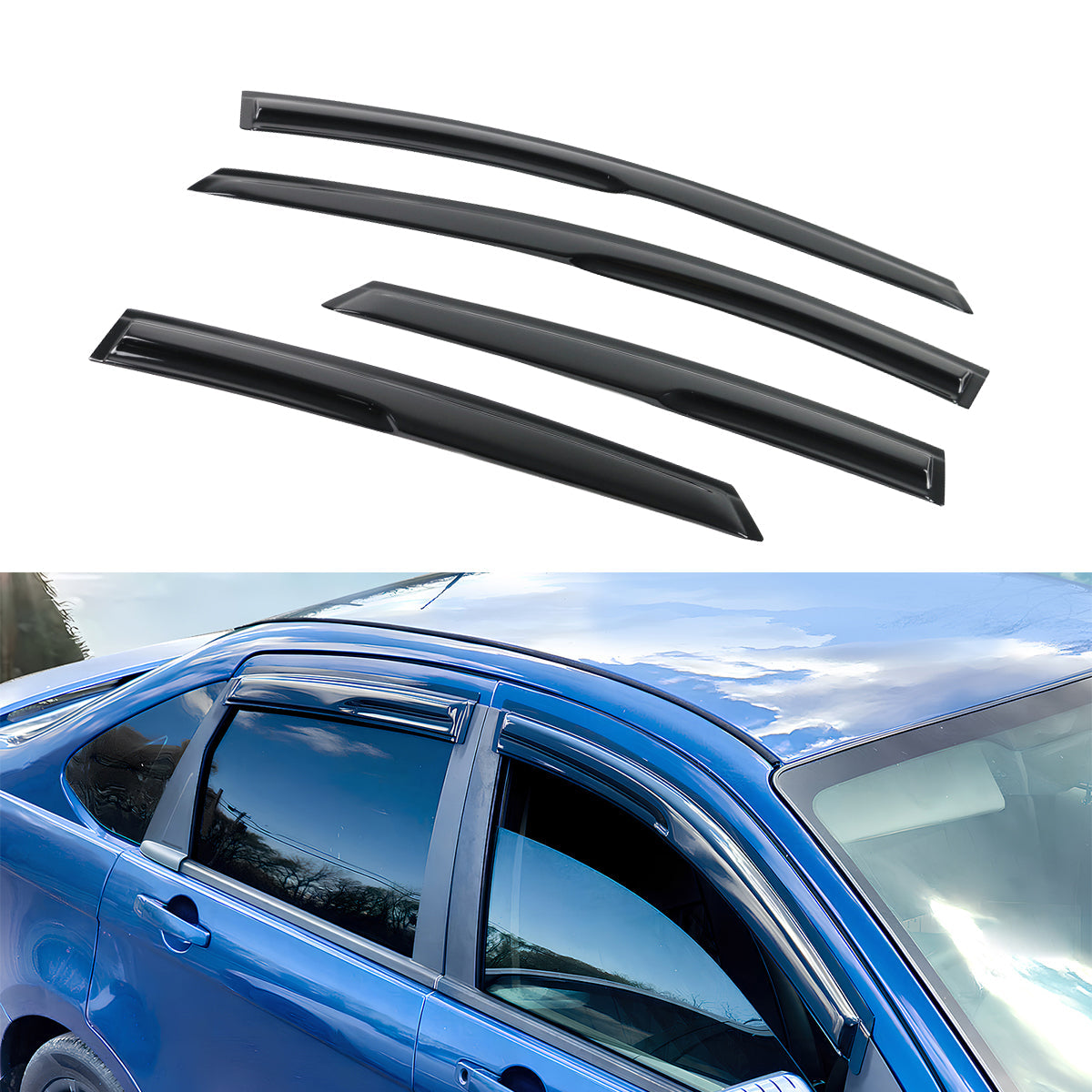 2008-2011 Ford Focus 4Door Acrylic 4PC Tape On Window Visors Guard
