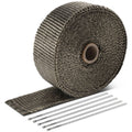 Titanium Exhaust Heat Wrap 2" x 30' Type-1 Style with Zip Ties