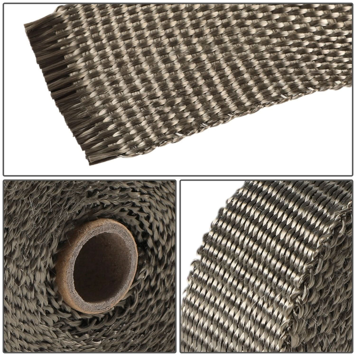 Type-2 Style Exhaust Heat Wrap Titanium 2" x 50' with Zip Ties