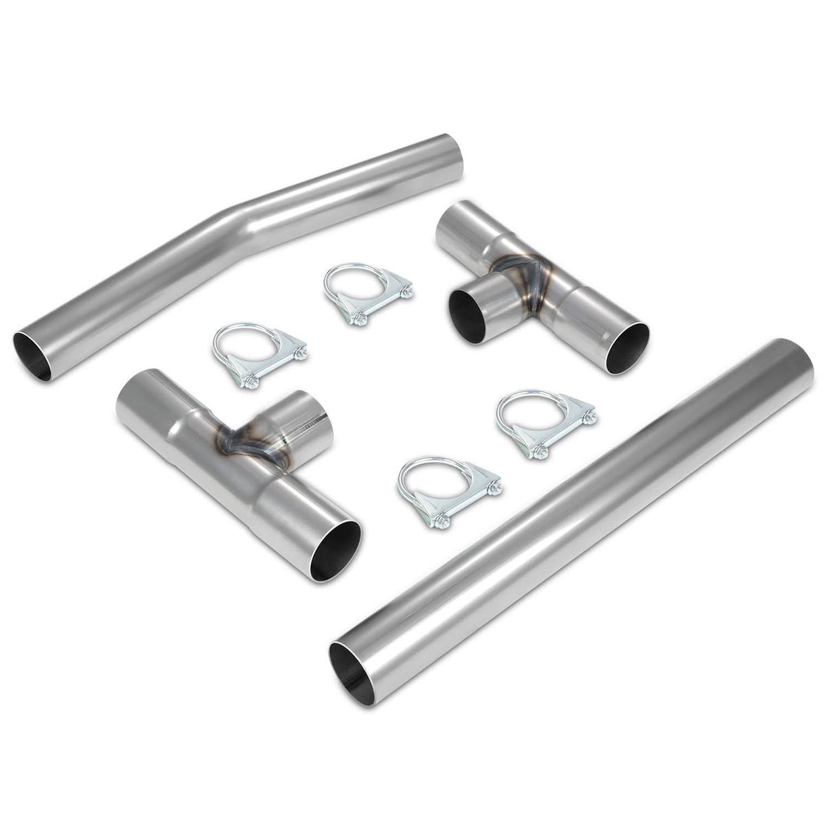 Universal Dual Exhaust Kit 16 Pipes U-Fit 2.5"-2.65" OD Mild Steel