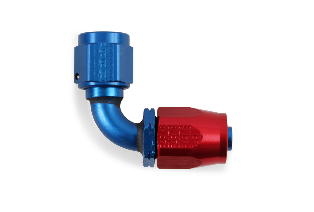 Earls 90 Degree Auto-Fit Hose End AN -6 - Red/Blue