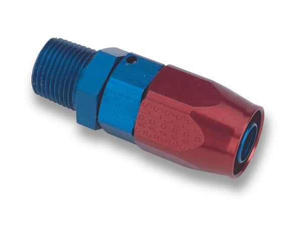 Earls Straight Swivel-Seal® Hose End -3/8" NPT Male to -8 Hose - Red/Blue