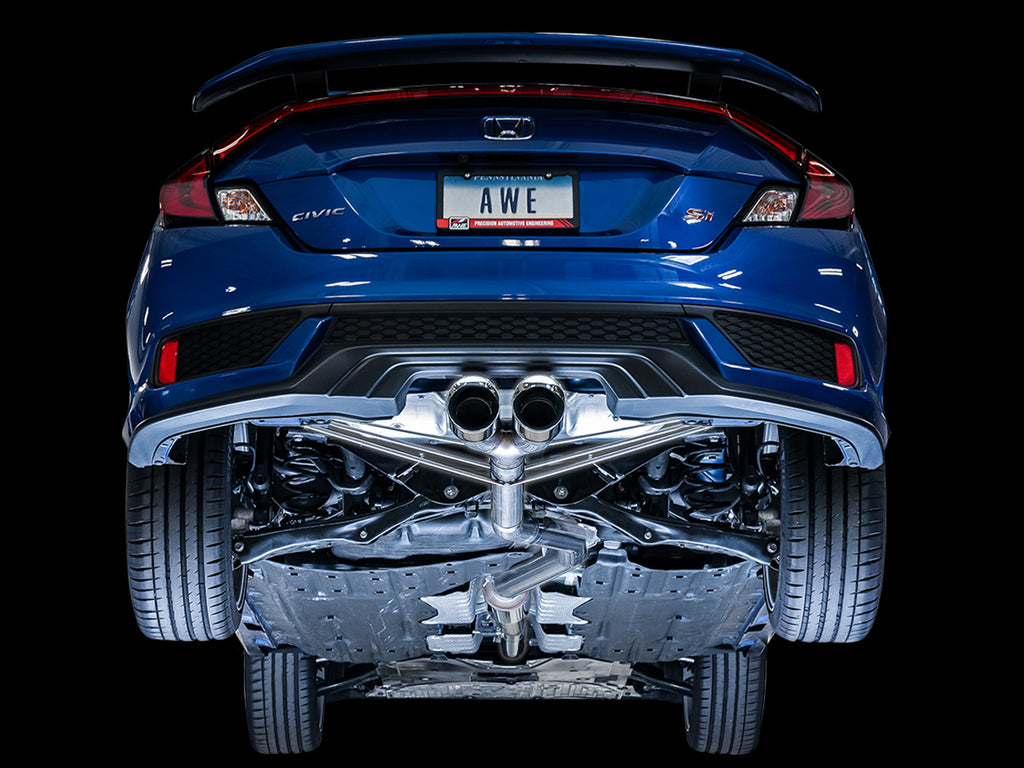 AWE Track Edition Exhaust for 10th Gen Civic Si Coupe / Sedan (includes Front Pipe) - Dual Chrome Silver Tips