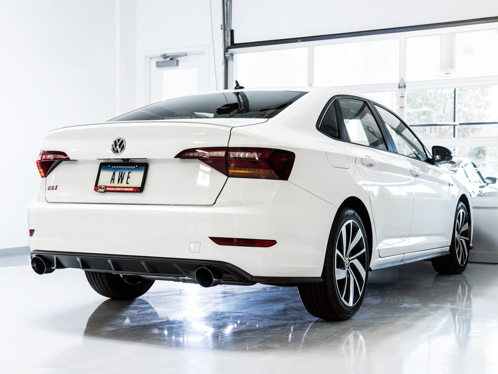 AWE Track Edition Exhaust - Resonated - for MK7 Jetta GLI w/ High Flow Downpipe (not included) - Diamond Black Tips