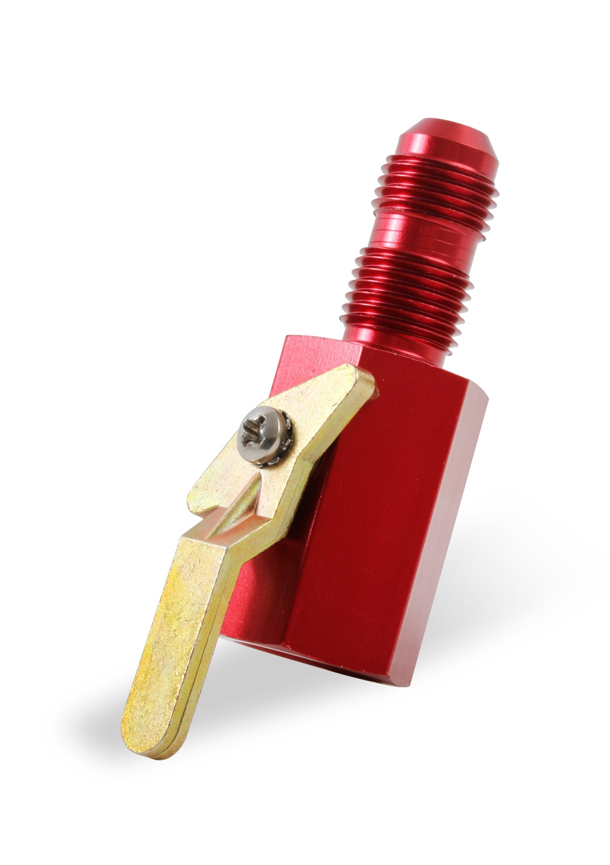 Shut-Off Valve 3/8" NPT Female Inlet & -6AN Bulkhead Outlet - 2.75 in. (2-3/4") Overall Length Red Anodized Aluminum