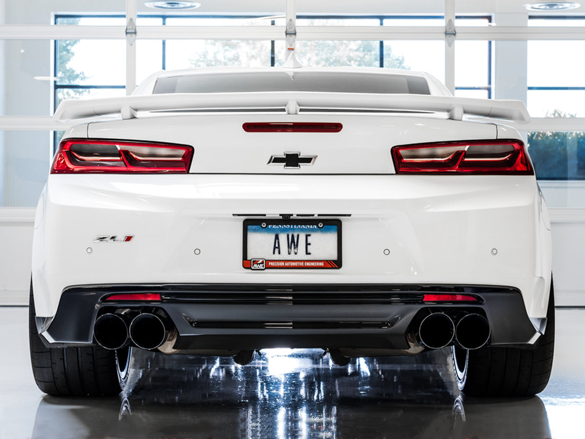 AWE Touring Edition Catback Exhaust for Gen6 Camaro SS/ZL1/LT1, Quad Outlet - Non-Resonated - 4.5" Chrome Silver Tips