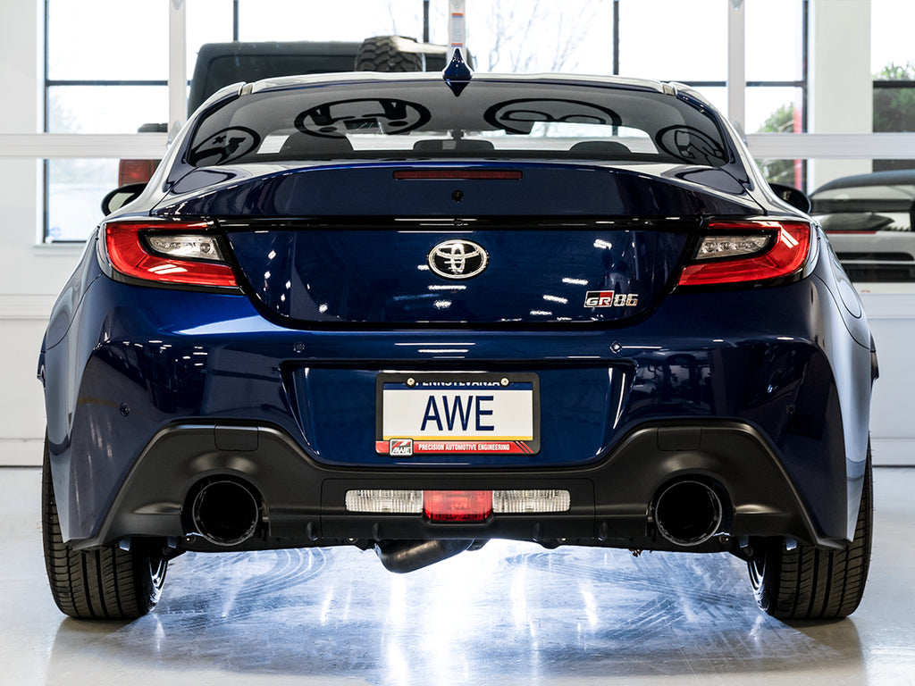 AWE Track Edition Exhaust for Subaru BRZ / Toyota GR86 / Toyota 86 / Scion FR-S - 5" Diamond Black Tips