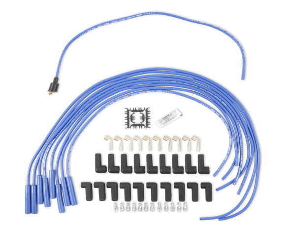 Spark Plug Wire Set - 8mm - Universal - Blue Wire with Blue Straight Boots