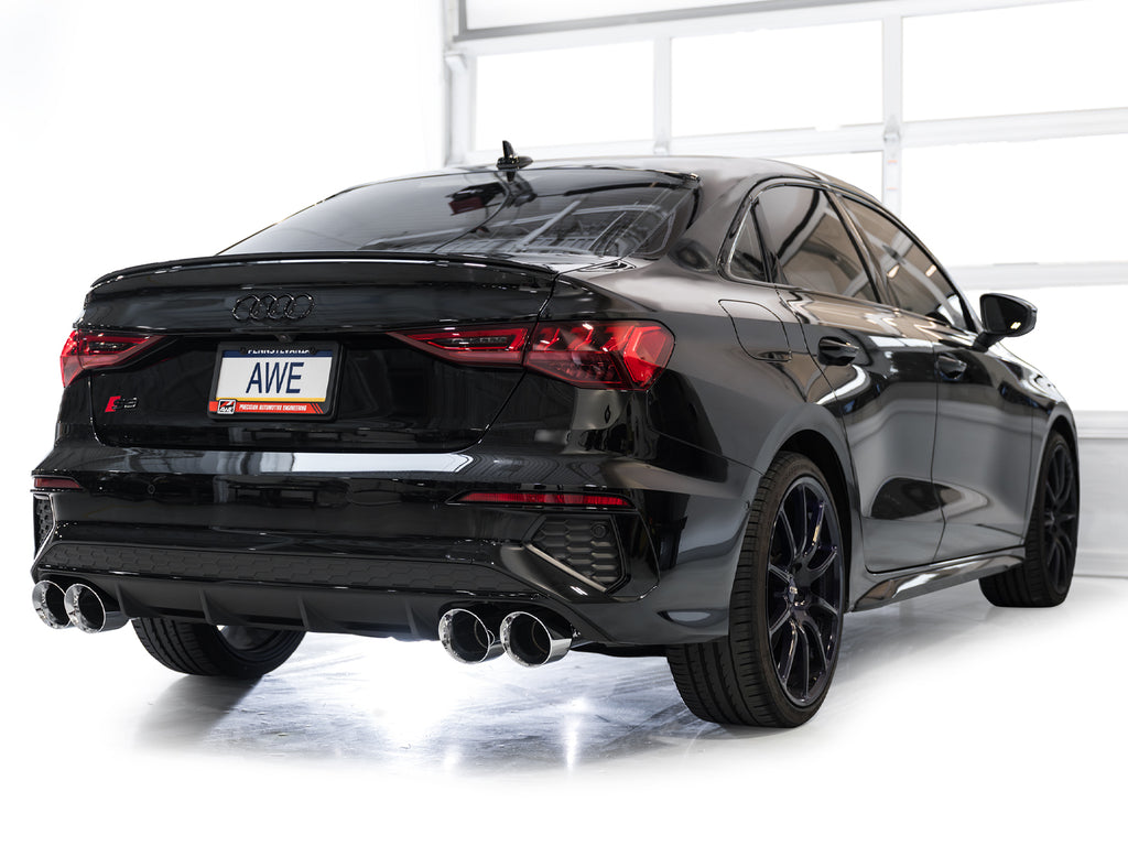 AWE Track Edition Exhaust for Audi 8Y S3 - 4.5" Chrome Silver Tips