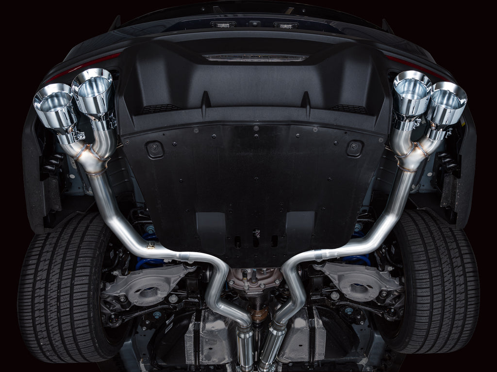 AWE Track Edition Exhaust for S650 Ford Mustang Dark Horse - Quad Chrome Silver Tips