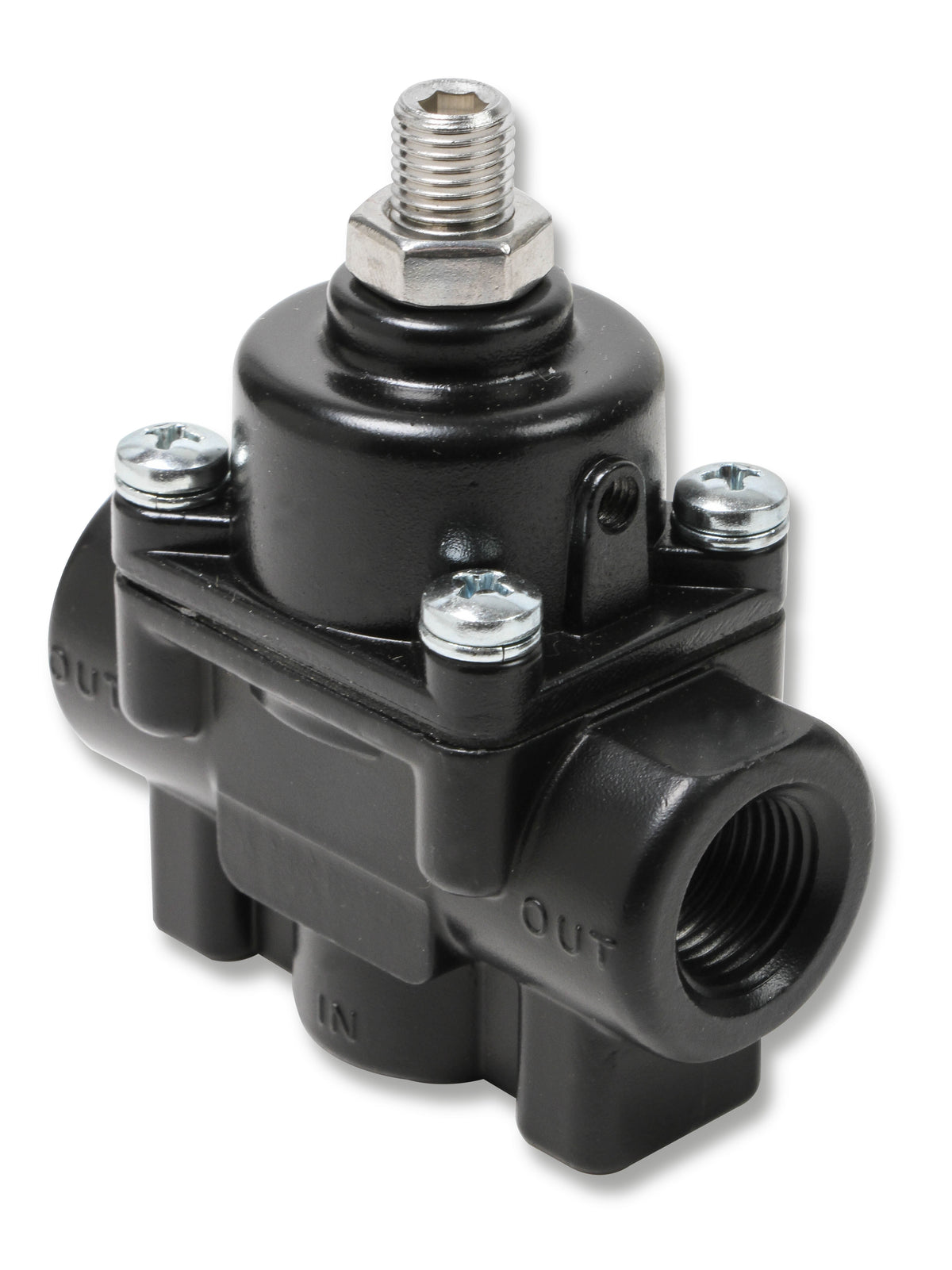 Earl's fuel pressure regulator, Black Finish, 1-4 PSI.  For Weber, Mikuni, O.E.R , SK & Delorto Carbs.
