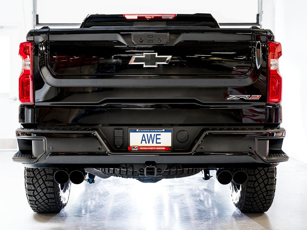 AWE 0FG Catback Exhaust for Silverado ZR2/Sierra AT4X - 4" Diamond Black Tips