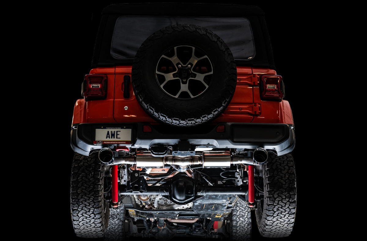 AWE Tread Edition Axleback Dual Exhaust for Jeep JL/JLU 3.6L/2.0T - Chrome Silver Tips