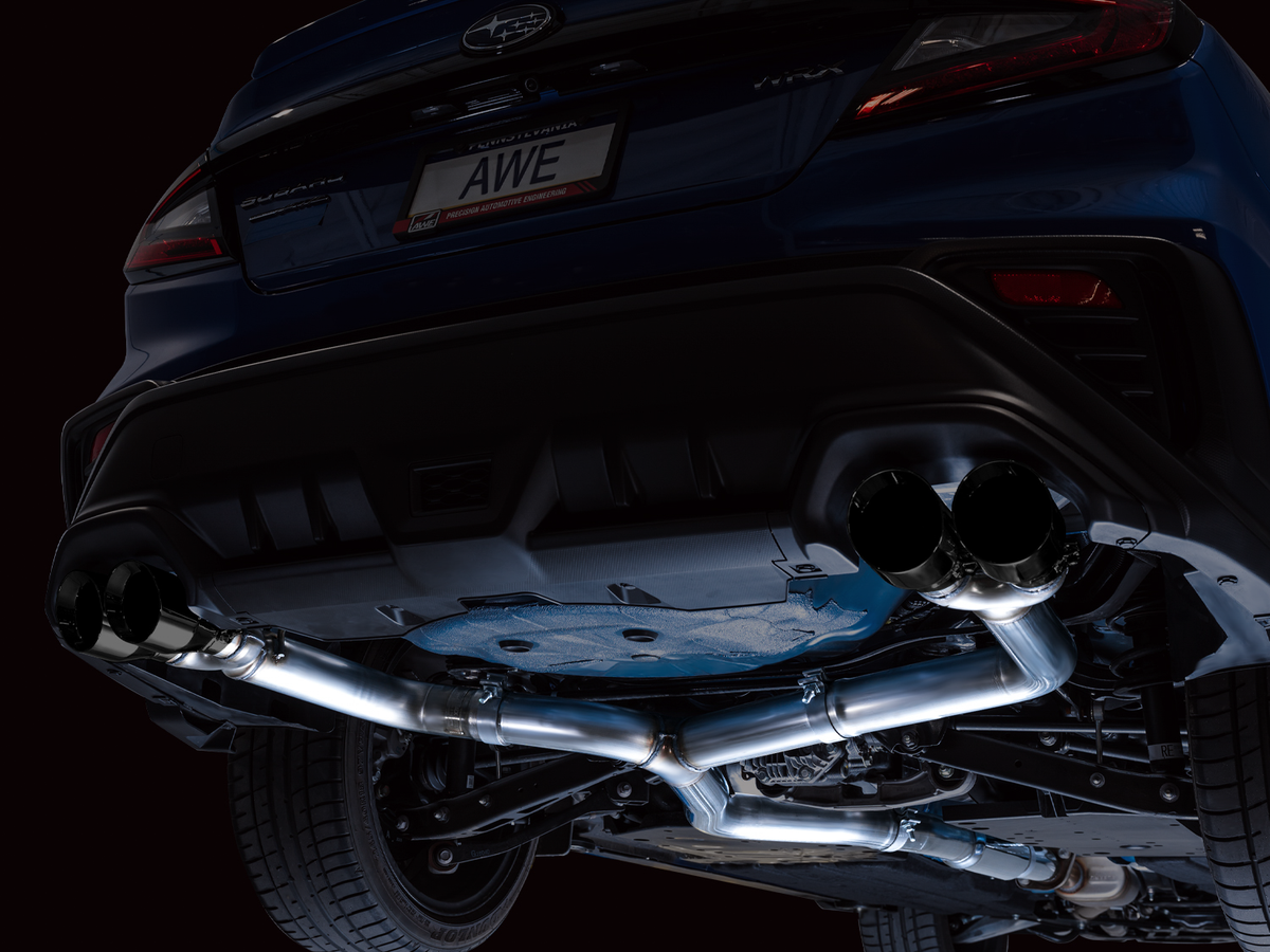 AWE Track Edition Catback Exhaust for VB Subaru WRX - 4" Diamond Black Tips