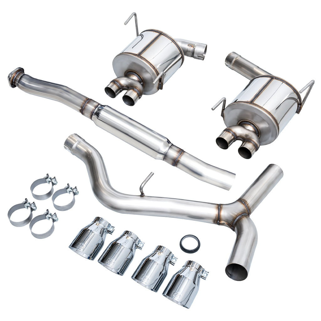 AWE Touring Edition Exhaust for VA STI / GV WRX / GV STI Sedan - 4" Chrome Silver Quad Tips