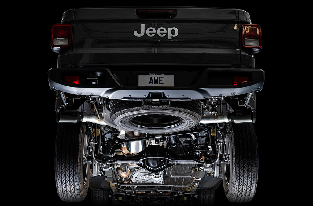 AWE Tread Edition Catback Dual Exhaust for Jeep JT 3.6L - Diamond Black Tips