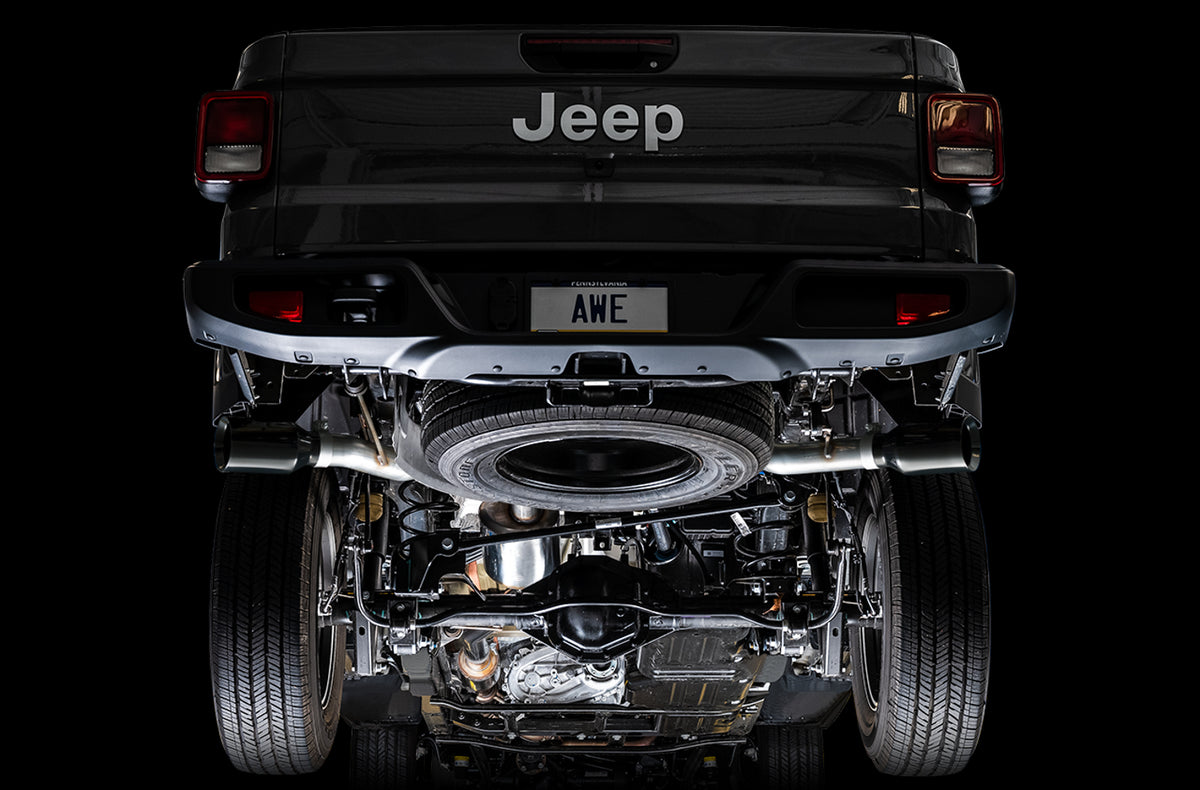 AWE Tread Edition Catback Dual Exhaust for Jeep JT 3.6L - Diamond Black Tips