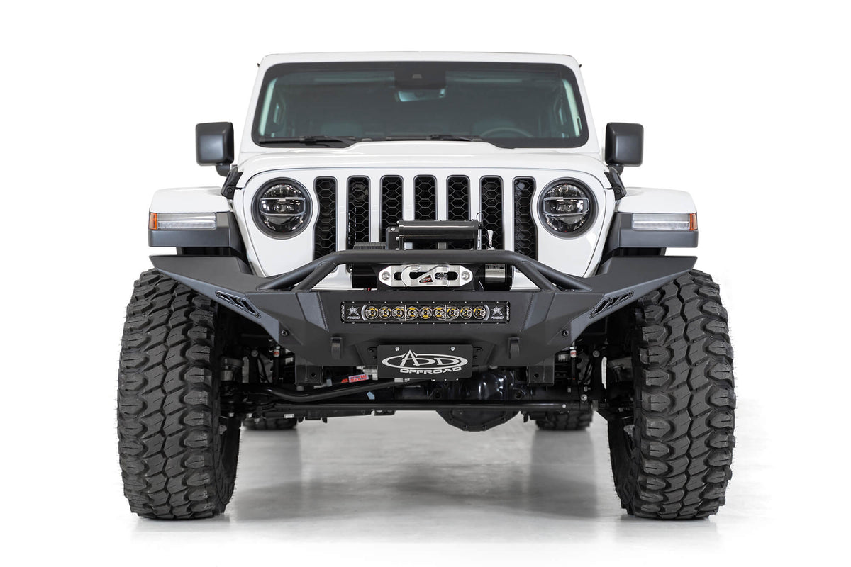2007+ Jeep JL JLU JT Wrangler , Gladiator Stealth Fighter Front Bumper Addictive Desert Designs License Plate Bracket