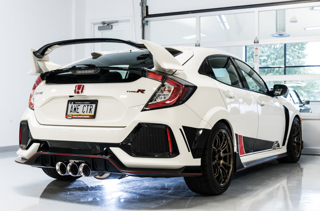 AWE Track Edition Exhaust for FK8 Civic Type R (includes Front Pipe) - Triple Chrome Silver Tips