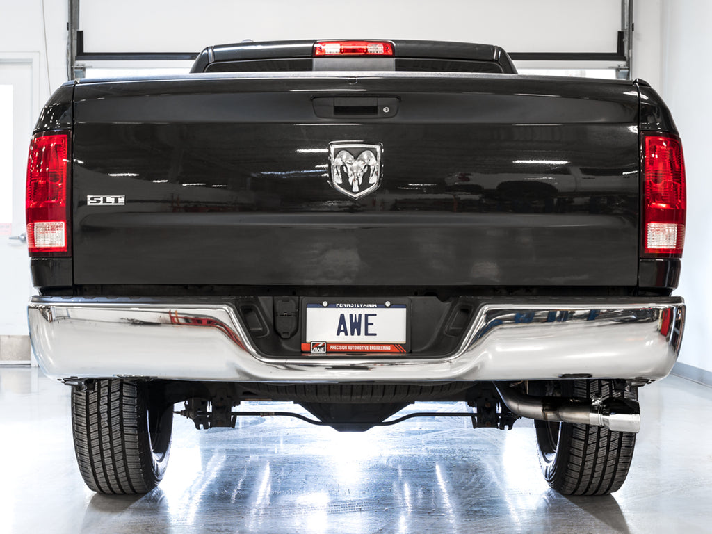 AWE 0FG Single Side Exit Catback Exhaust for 4th Gen RAM 1500 5.7L (without bumper cutouts) - Dual Chrome Tips