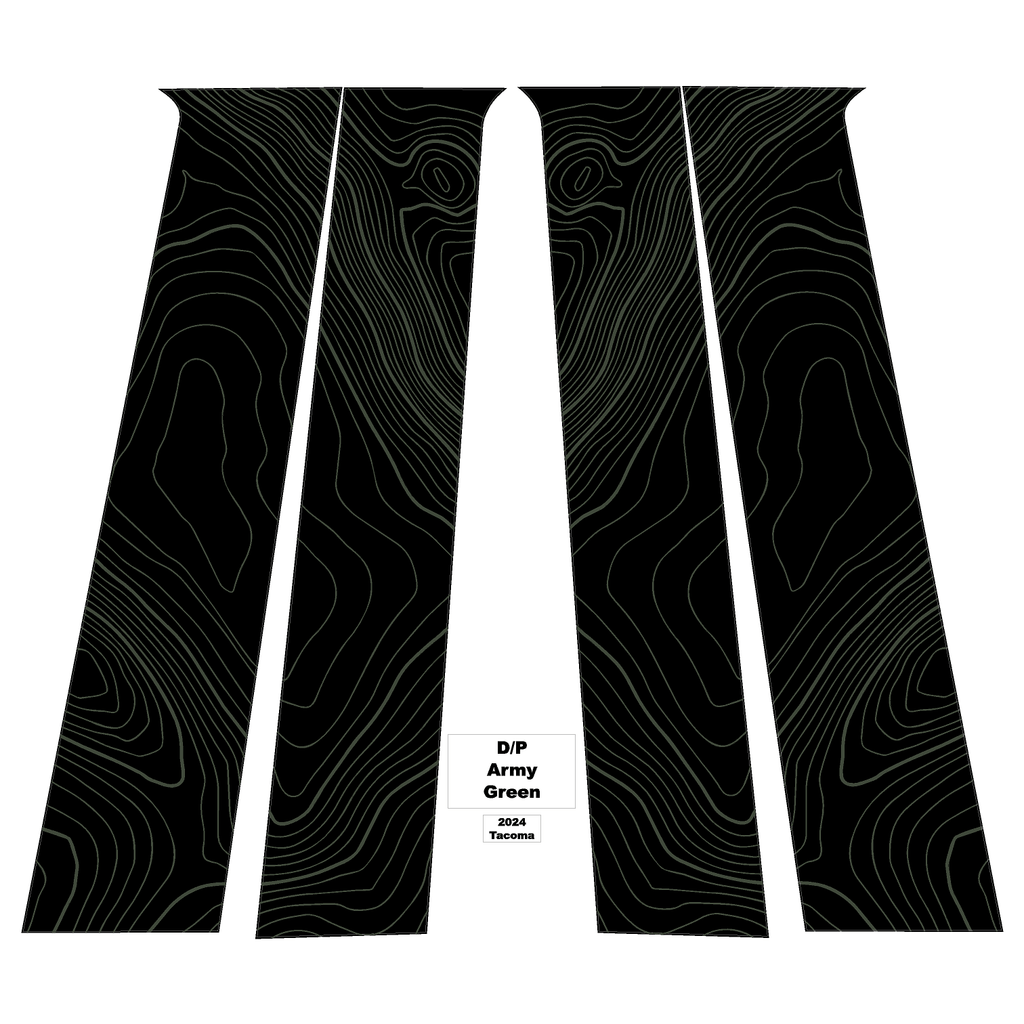 Topographic B Pillar Overlays - 2024+ Tacoma Double Cab / 2025+ 4Runner