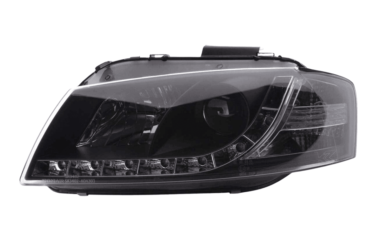 Audi A3 (8P 8PA) Black LED Headlights with Daytime Running Lights (2003-2007)