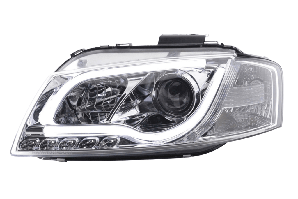 Audi A3 (8P 8PA) Chrome LED Headlights with Daytime Running Lights (2003-2008)