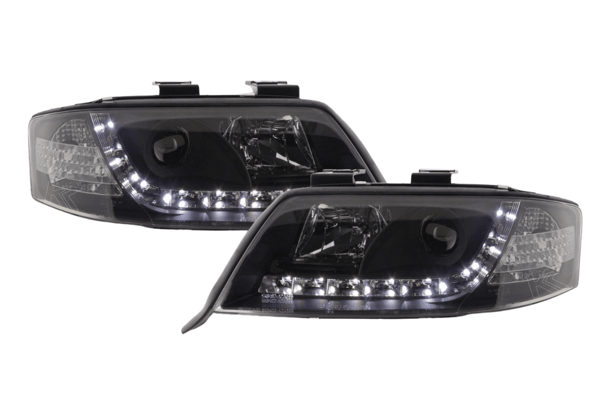 Audi A6 (C5 4B) Black LED Headlights with Daytime Running Lights (1997-2001)