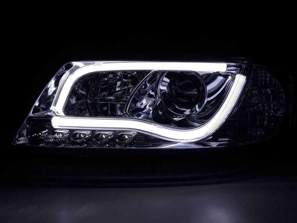 Audi A6 (C5 4B) Chrome LED Headlights with Daytime Running Lights (1997-2001)